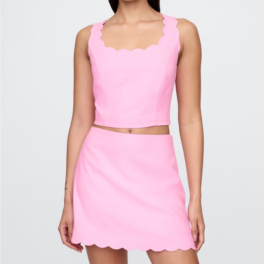 Pink Scalloped Hem Skirt & Top Set